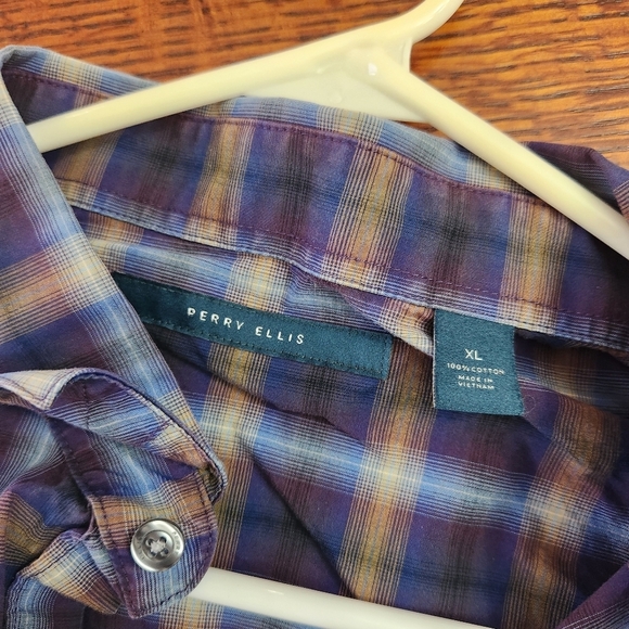 Perry Ellis Multicolor Plaid Casual Button Down Shirt size mens XL 100% cotton - Picture 5 of 7
